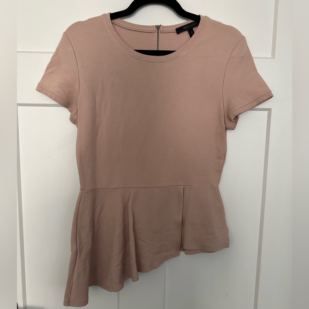 Bcbgmaxazria Top Bcbg Peplum Top Zipper Back Size M